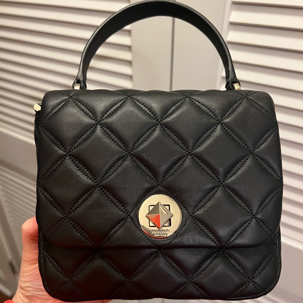 NWT Kate Spade Natalia Square Crossbody-black silver